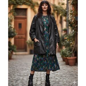 Vintage 80s Genuine‎ Leather Traditional Trends 3X Coat Jacket